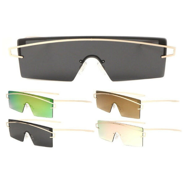  Dweebzilla Oversized Square Shield One Piece Lens Aviator  Sunglasses (Glossy Black & Gold Frame, Black Super Dark Lens) : Clothing,  Shoes & Jewelry