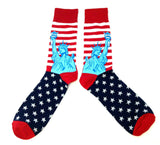 Fine Fit USA United States American Flag Patriotic Pattern Knit Crew Socks