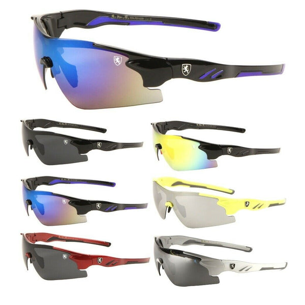 Khan Sport Wrap Around Half Rim Shield Sunglasses