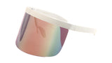 Half Rim Flat Top Oversized XXL Mono Shield Futuristic Wrap Face Visor Sunglasses
