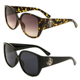 Kleo Women's XL Oversized Cat Eye Lion Head Medallion Sunglasses