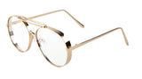 Thick Bold Metal Luxury Aviator Sunglasses w/ Clear Lenses