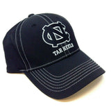 University Of North Carolina Black Stitch UNC Tar Heels Logo Black Curved Bill Adjustable Hat