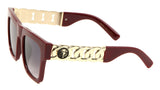 Kleo Square Lion Head Chain Medallion Luxury Sunglasses