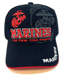 United States Marine Corps Black & Red Text Logo Adjustable Hat