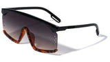 Semi Rimless Flat Top Square Shield One Piece Lens Sunglasses