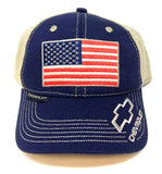 Chevrolet USA American Flag Embroidered Adjustable Curved Bill Hat
