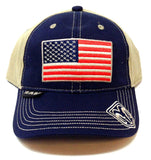 Dodge Ram USA American Flag Blue & Beige Curved Bill Adjustable Hat