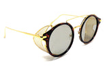 Round Circle Steampunk Aviator Sunglasses w/Mesh Side Shield Wind Guard