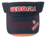 University Of Georgia Bulldogs Text Logo Black Sun Visor Hat