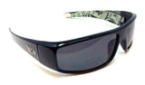 Locs Slim Rectangular Cash Money Print Wrap Around Sunglasses