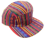 Tribal Native American Mixed Prints Fabric 5 Panel Strapback Camper Hat