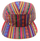 Tribal Native American Mixed Prints Fabric 5 Panel Strapback Camper Hat
