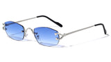 Savant Slim Rimless Geometric Oval Aviator Sunglasses