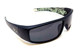 Locs Slim Rectangular Cash Money Print Wrap Around Sunglasses