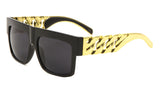 Oversized Flat Top Square Chain Arms Hip Hop Sunglasses