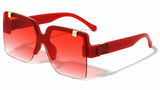 Grandiose Oversized Rimless Square Shield Flip Up Luxury Sunglasses