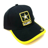 United States Army 3D Seal Logo Yellow Border Black Adjustable Hat