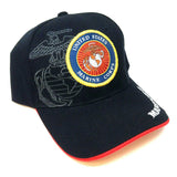 United States Marine Corps Black 3D Seal Logo Adjustable Hat