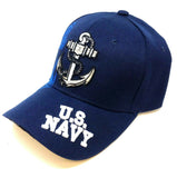 US United States Navy 3D Anchor Logo Blue Adjustable Hat