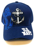 US United States Navy 3D Anchor Logo Blue Adjustable Hat