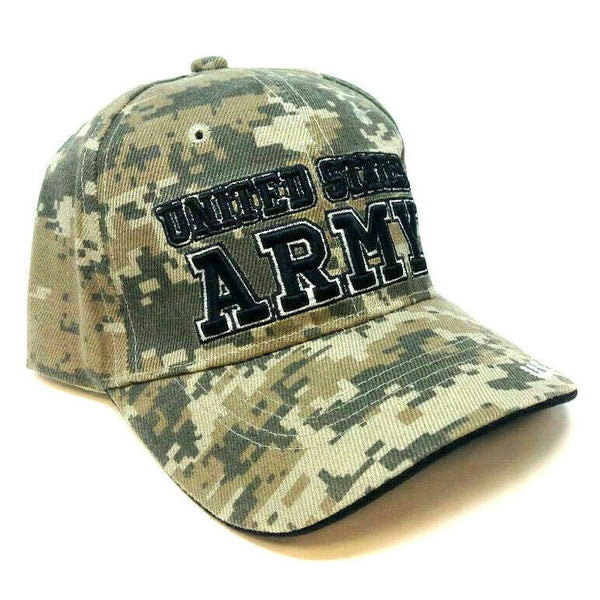 United States Army Digital Camo 3D Text Logo Adjustable Hat