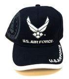 United States Air Force 3D Wings Logo Black Adjustable Hat