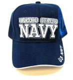 United States Navy 3D Text Blue Adjustable Hat
