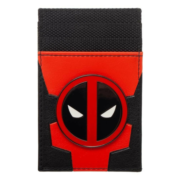 Marvel Comics Deadpool Metal Badge Face Logo Front Pocket Card Holder Mens Wallet