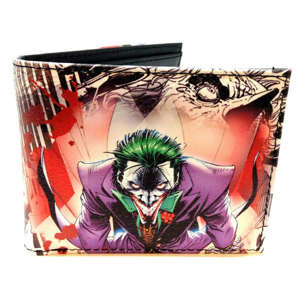 DC Comics The Joker Sublimated Graphic Print PU Faux Leather Men's Bifold Wallet