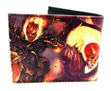 Marvel Comics Ghost Rider Sublimated Graphic Print PU Faux Leather Men's Bifold Wallet