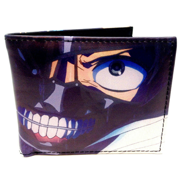 Tokyo Ghoul Ken Kaneki Mask Sublimated Graphic Print PU Faux Leather Men's Bifold Wallet