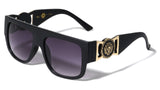 Kleo Flat Top Square Lion Head Medallion Buckle Retro Luxury Sunglasses