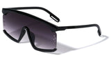 Semi Rimless Flat Top Square Shield One Piece Lens Sunglasses