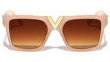 Gold V Trendy Luxury Square Retro Classic Casual Fancy Aviator Sunglasses