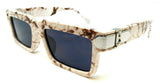 Slim Sleek Marble Thick Bold Frame Square Gold Buckle Luxury Sunglasses