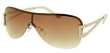 Luxury Rimless Wrap Around One Piece Lens Shield Sunglasses w/ Rhinestones