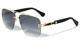 Elegant Square Semi Rimless Fancy Metal & Plastic Luxury Aviator Sunglasses