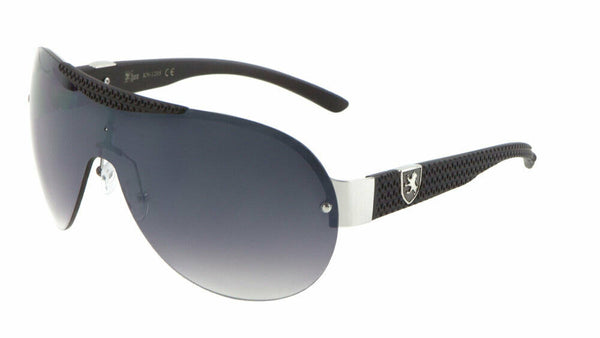 Khan Semi Rimless Sport Shield Wrap Around Aviator Sunglasses
