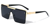 Oversized Square One Piece Shield Lens Luxury Aviator Sunglasses
