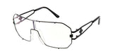 Gazelle Hustler Flat Top Oversized Shield Sunglasses w/Clear Blue Light Blocking Lenses