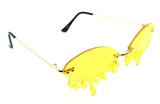 Rimless Oval Blood Drip Splatter Shaped Luxury Sunglasses