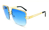 Oversized Semi Rimless Luxury Square Aviator Sunglasses