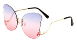 Womens Luxury Rimless Oversized Butterfly Wings Retro Sunglasses
