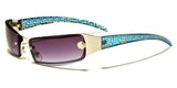 Kleo Greek Key Luxury Slim Rimless Rectangular Aviator Sunglasses