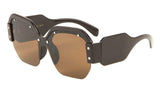 Oversized Women's Semi Rimless Shield Square Sunglasses