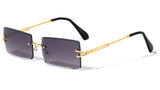 Pristine Slim Rimless Rectangular Luxury Aviator Sunglasses