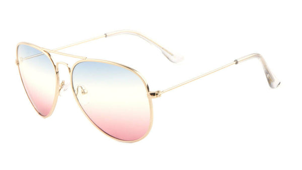 Classic Pilot Aviator Sunglasses w/ Triple Gradient Lenses