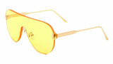 Rimless Oversized Shield Thick One Piece Mono Lens Aviator Sunglasses