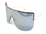 Flat Top XXL Large Oversized Semi Rimless Wrap Around Shield Sunglasses